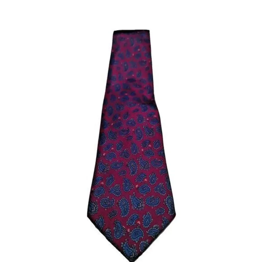 Shanghai‎ Tie Company Asian China Office Men Silk Tie Burgundy Paisley Design